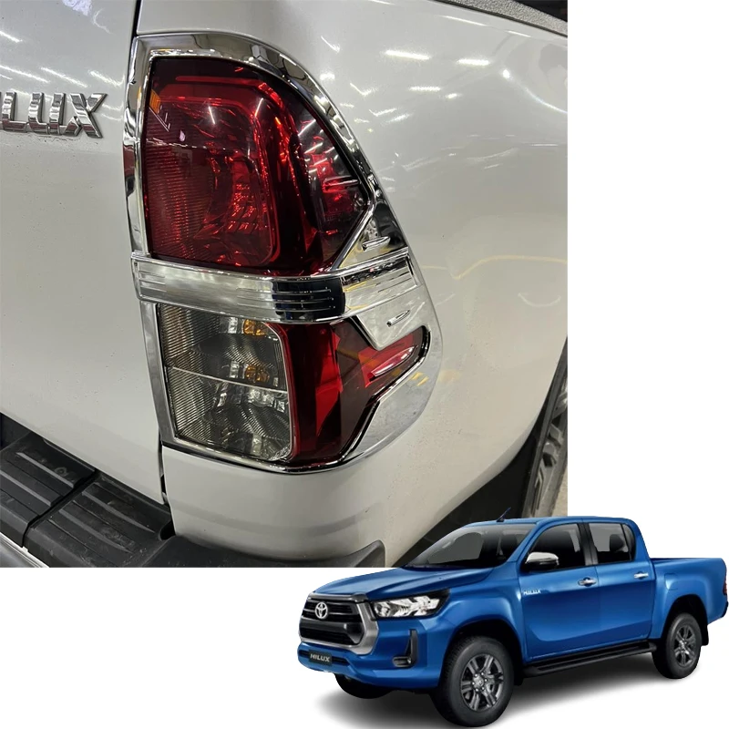 For Toyota Hilux 4X2 2021 2022 2023 Head Tail  Light Cover Chrome Kits Set of 5 Accessories