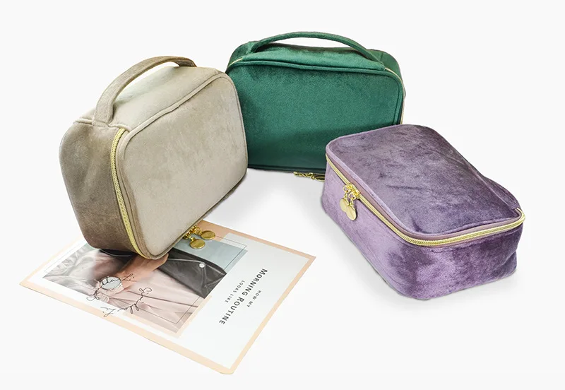 batch customization logo flannel cosmetics storage bags portable large capacity travel makeup case