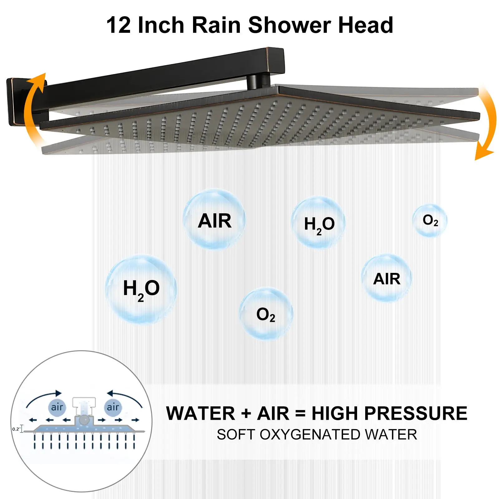 Luxury Concealed Bathroom Rain Mixer Shower Faucet Combo Set Wall Mounted Rainfall Shower Head System