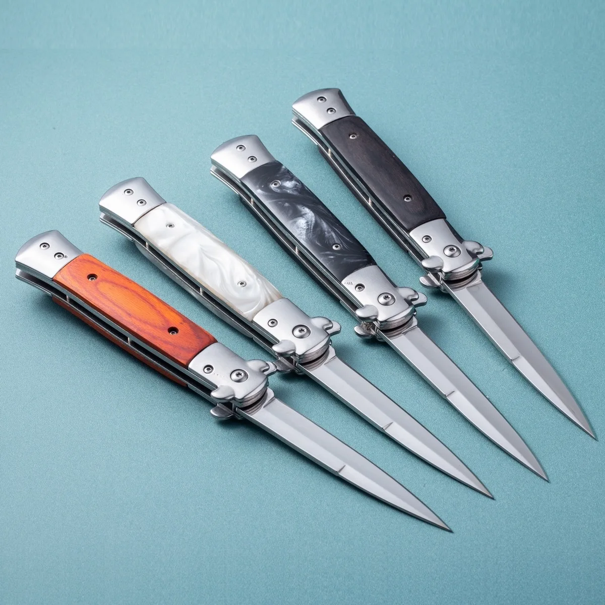 Folding Knife Support Small Batch Custom logos Mirror Surface 9 Inch 440C Acrylic Wooden Handle Folding knife