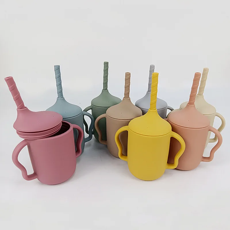 Unique design anti slip and anti drop silicone baby water cup easy to clean no bisphenol silicone cup