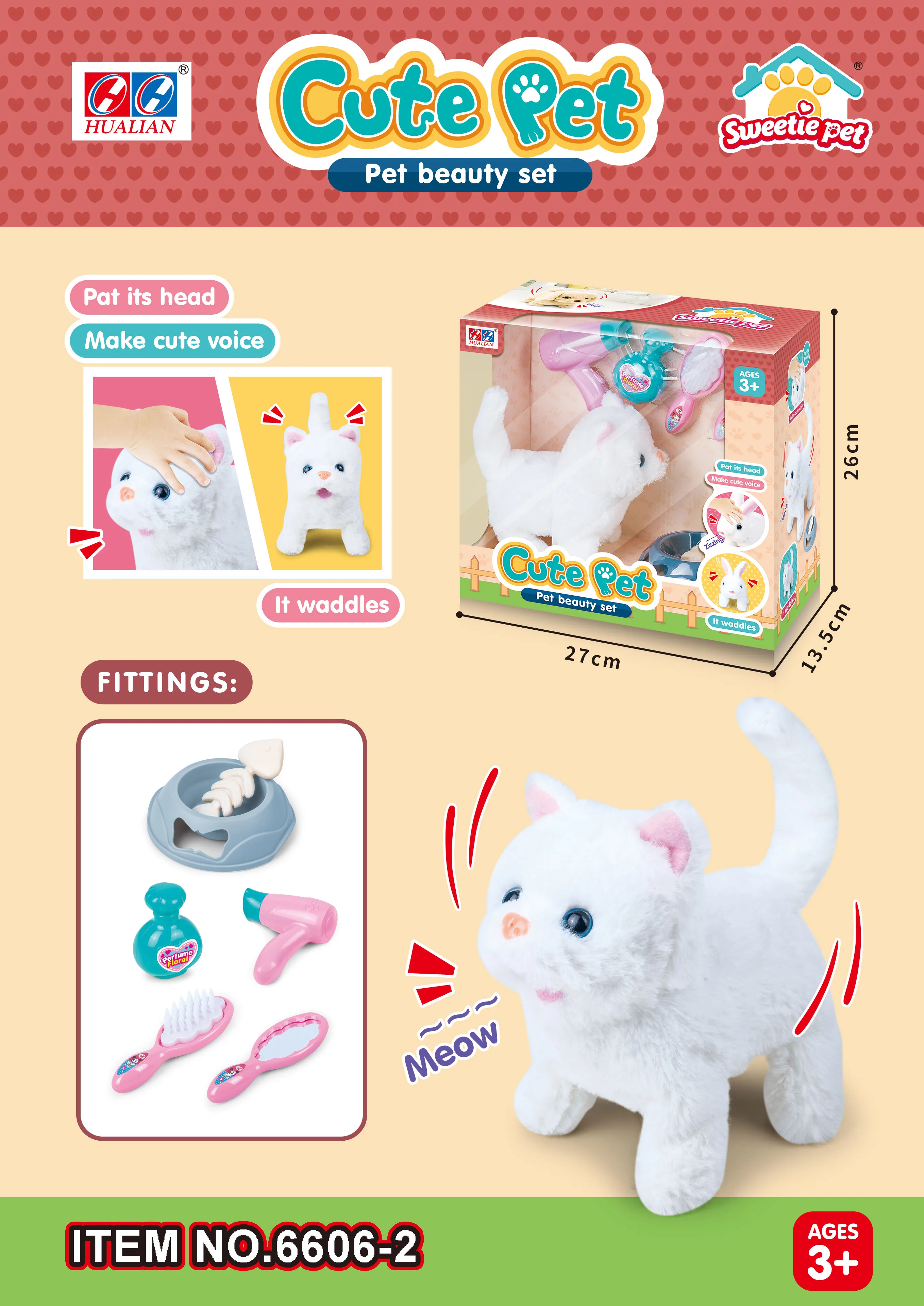 Battery operated Stuffed animal toys electric pet dog walking  with sound for plush toys kid hair beauty set