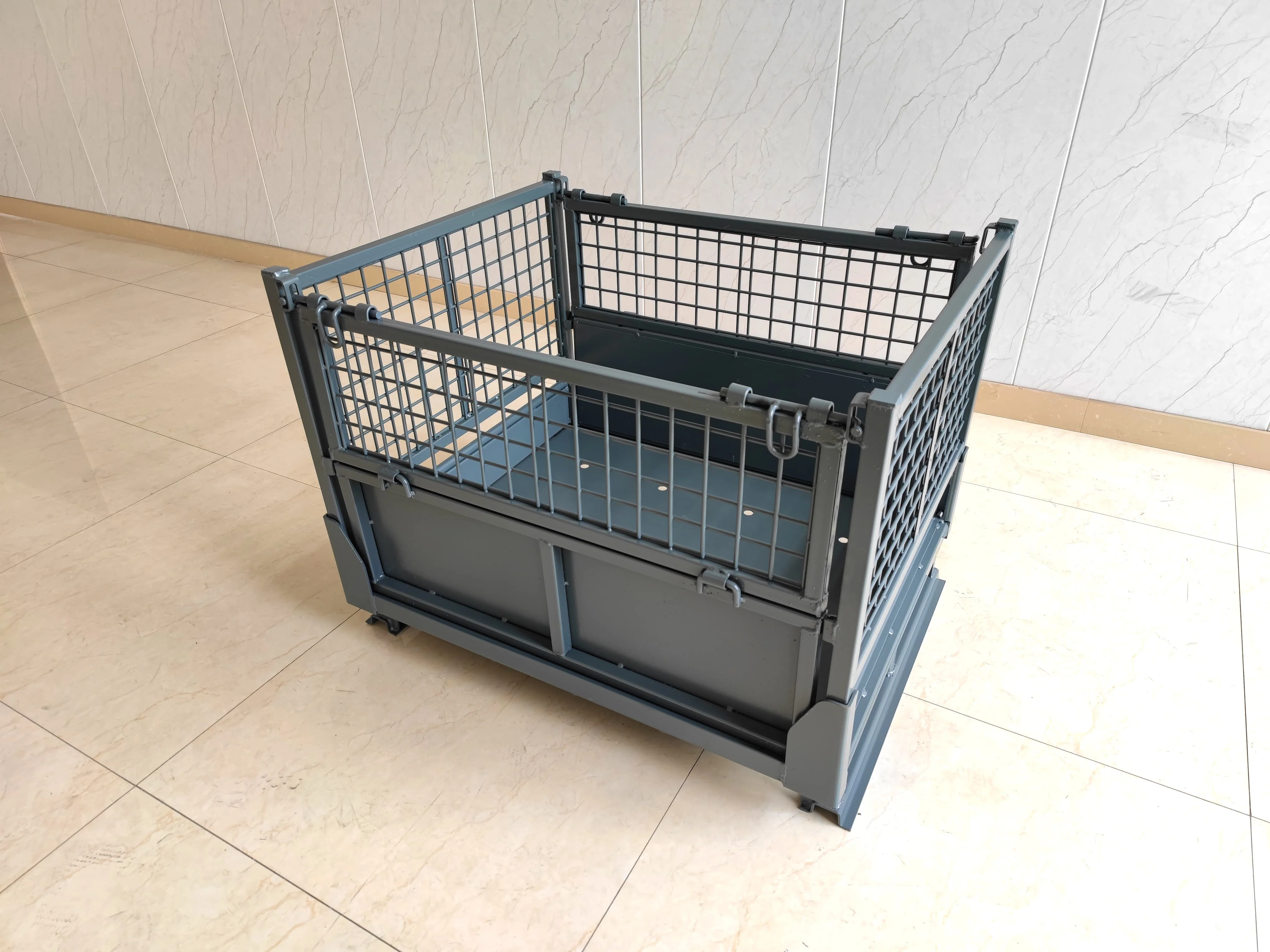 Durable Stackable Folding Korean Stillage Cage Warehouse Collapsible Metal Storage Rack Storage Cage Wire Mesh Container Pallet