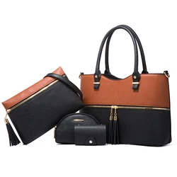 New Arrivals Trending Luxury Ladies Tassel Tote Handbags 4 Pieces Sets Wholesale Customised Designer Women Hand Bags 4 In 1