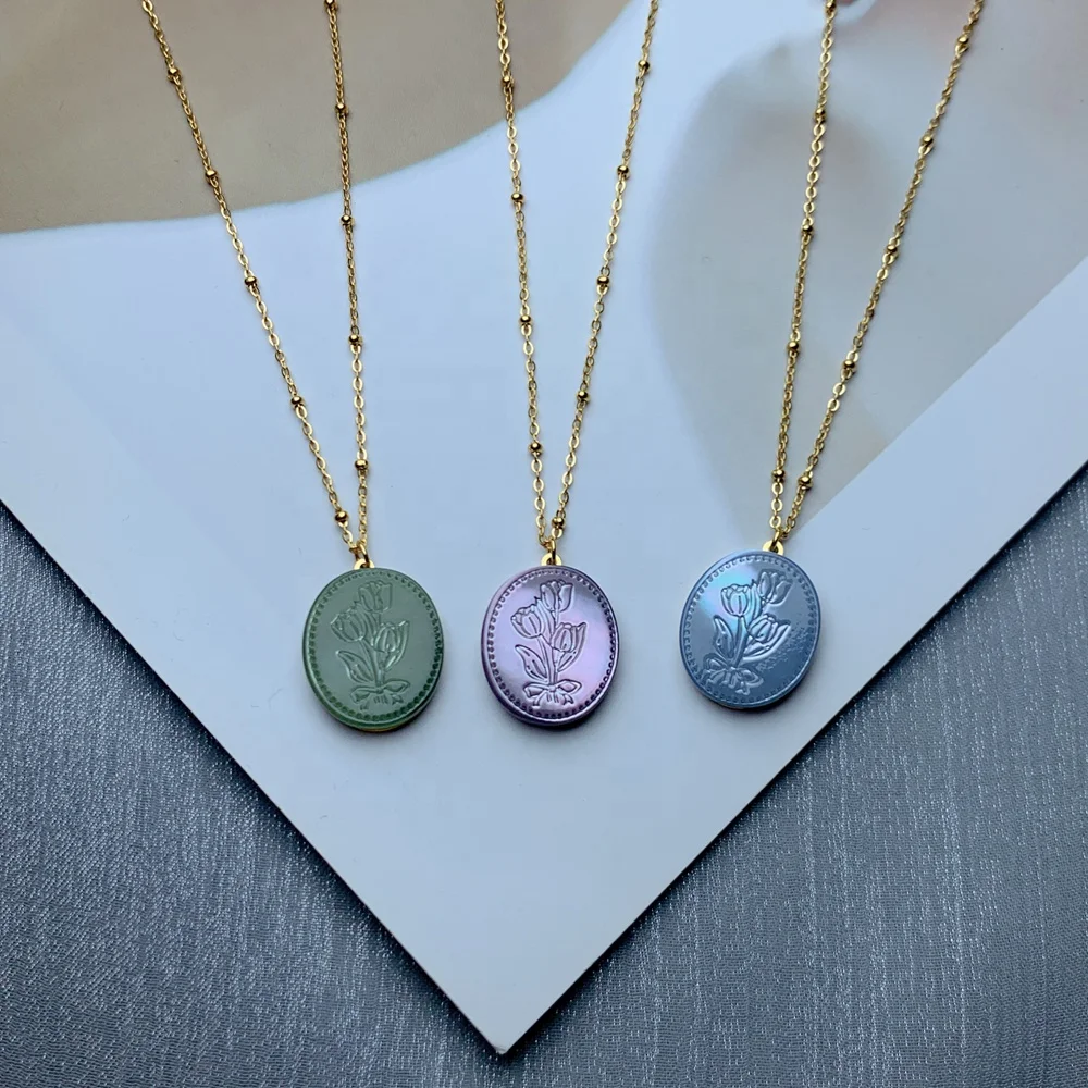 Fashion Stainless Steel Gold Shell Flower Pendant Necklace For Women 2022 Gift Jewelry Wholesale
