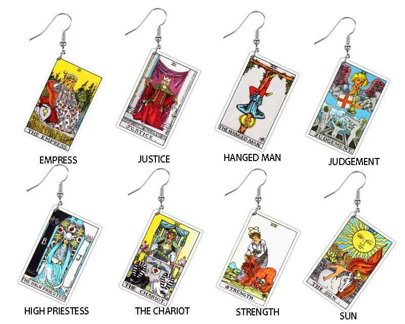 Acrylic Double-sided Tarot Earrings Creative Playing Card Divination Earrings Personalized Jewelry For Women
