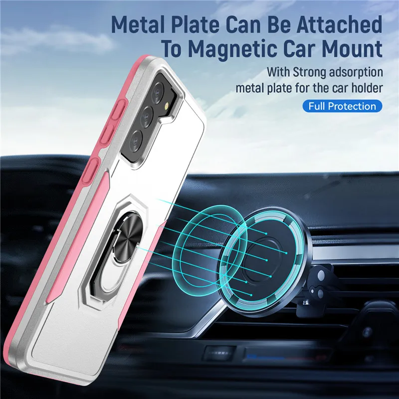 Hybrid Shockproof Phone Case for Samsung Galaxy S20 Plus A50 A30 A51 A71 A12 A32 A52 A72 Note 20 Ultra Armor Ring Holder Cover H