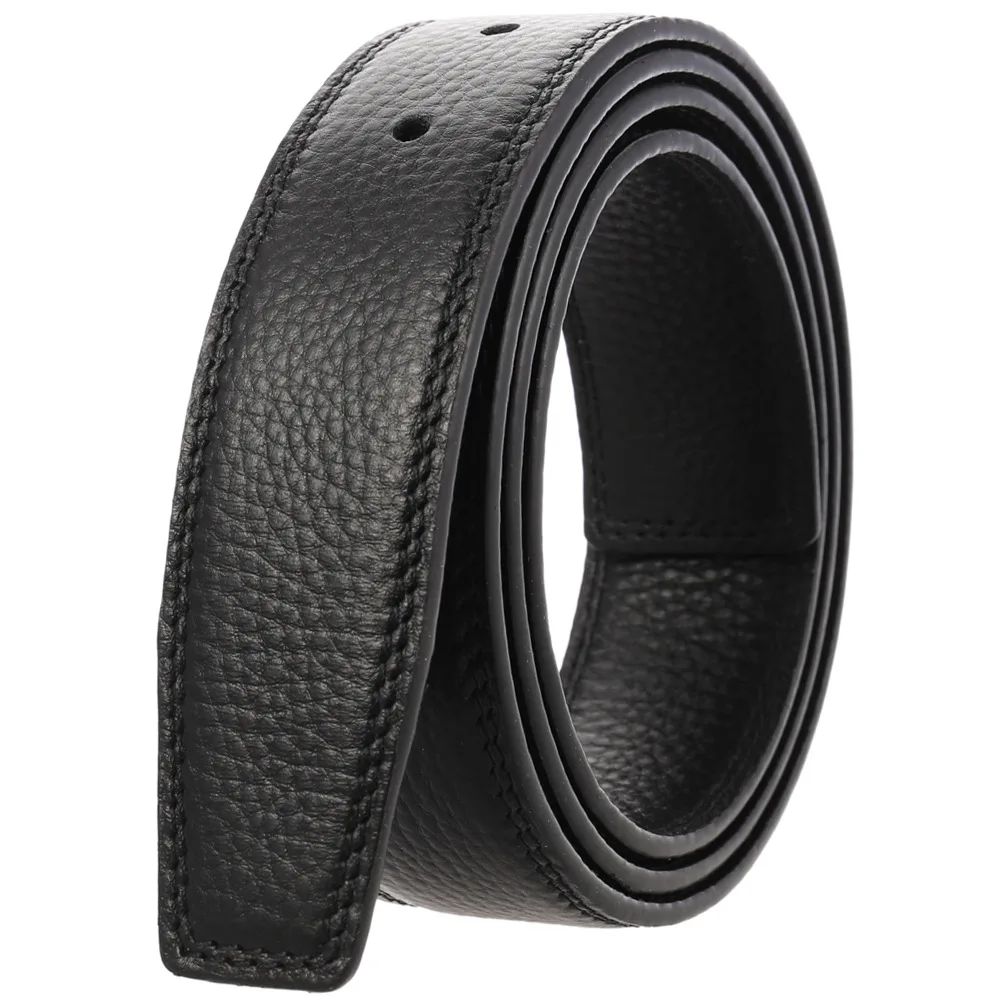 Wholesale OEM 34mm Leather Belt Strap Customized Logo Mens Pin Buckle Belt Without Buckles Belt Strap Holes Factory