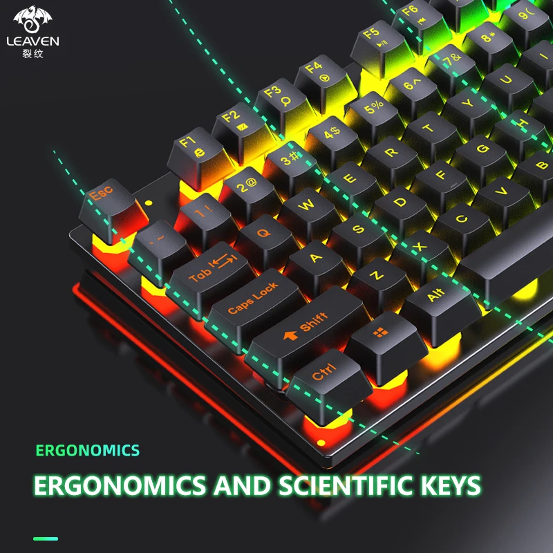 AIWO Custom 7 Color LED Baklit Game Home Office 104 Keys Usb Wired Use Computer Gaming Keyboard And Mouse Combos For Laptop PC