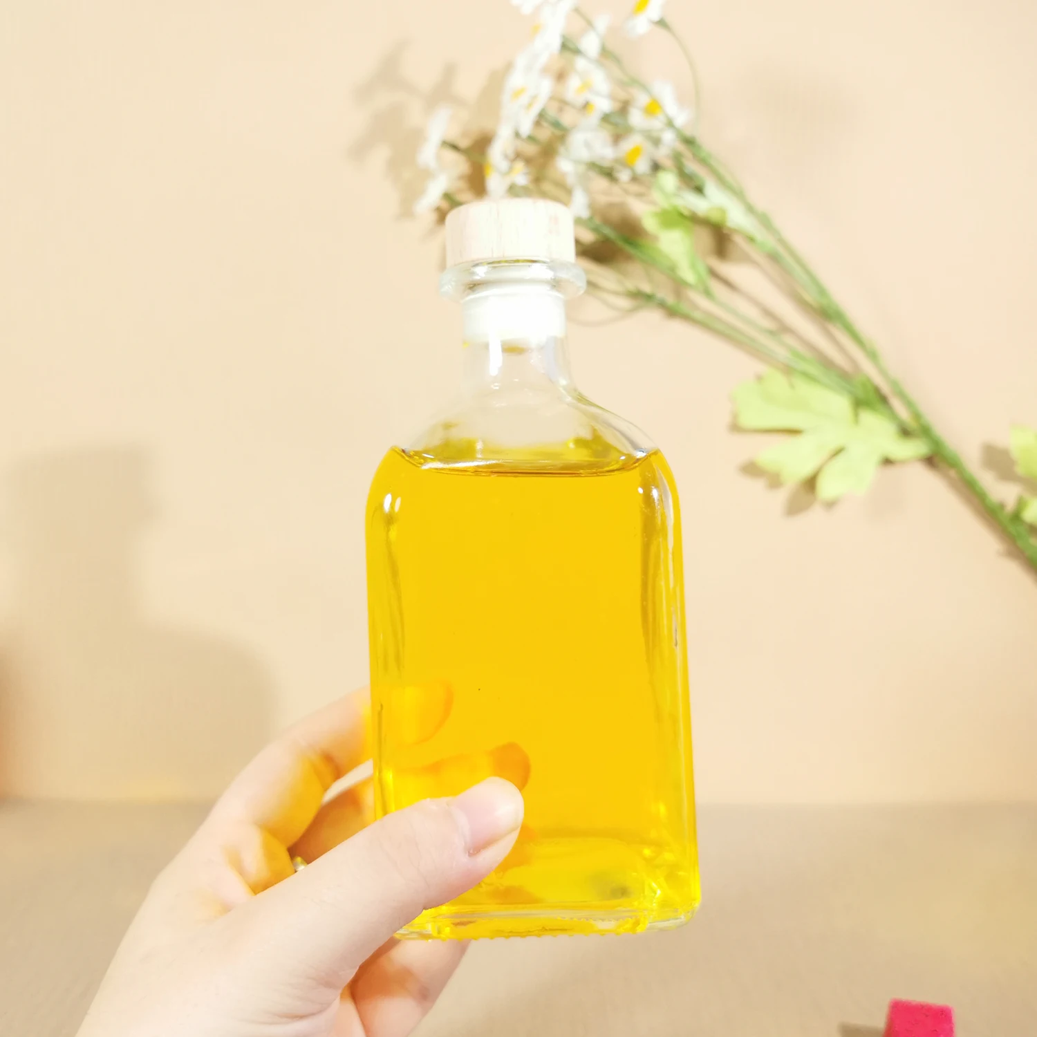 Wholesale 250ml 300ml 375ml 500ml Brandy Sake Whisky Rum Square Empty Glass Liquor Wine Vodka Bottle with Cork Lid