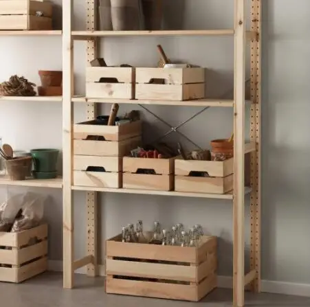 Custom Eco-friendly Unfinished Pine Wooden Square Vegetable Fruit Storage Crate Box