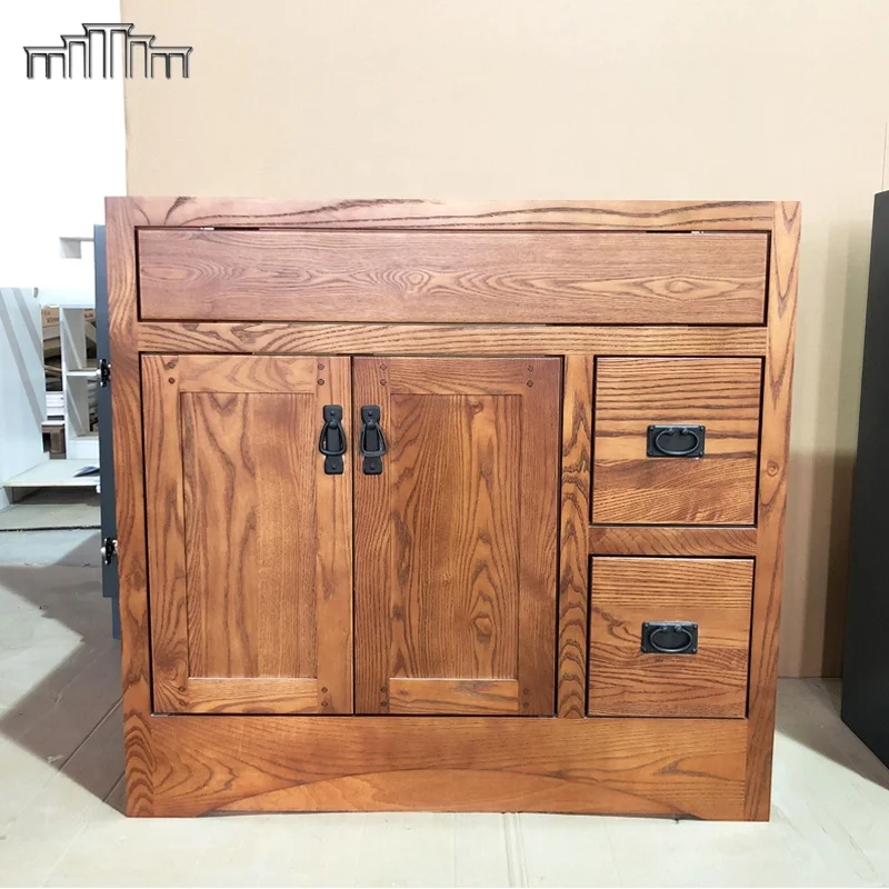 Canada Bathroom cabinets solid wood Chinese Supplier RTA White Bathroom Vanities Cabinet