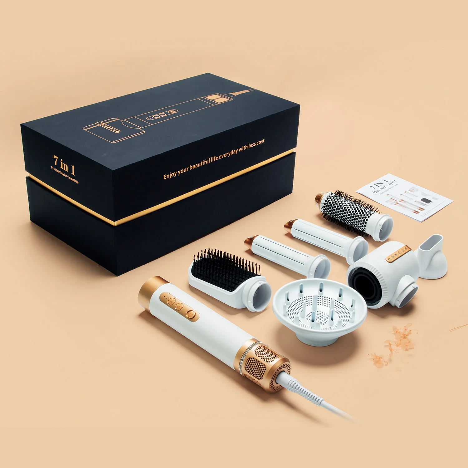 Ready Stock Factory price Strong Powerful 7 in Hair Blow Dryer Brush Cold Air Blow Curler  High Speed BLDC motor hair styler