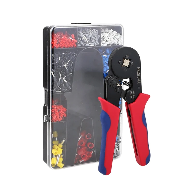 1200PCS 22-8AWG HSC8 6-4 Cable Sleeves Brass Hydraulic Kit Plier Ferrule Crimping Tool Cord End Terminal