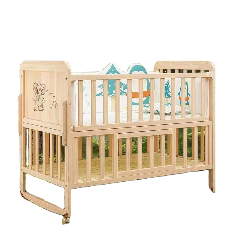 Детская кроватка детская кровать мульти-функциональный незакрашенными интеллигентая (ый) Автоматическая кроватка для раскладная кровать колыбель для новорожденных кровать