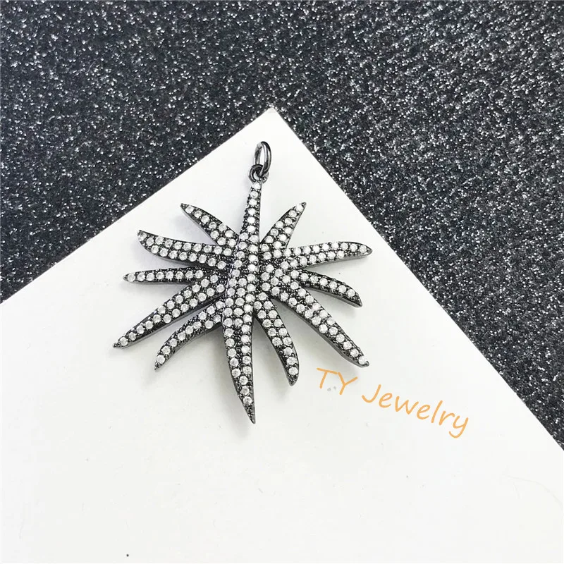 Wholesale copper CZ micro pave clear cz starfish pendant,cubic zirconia diamond charm for necklace making