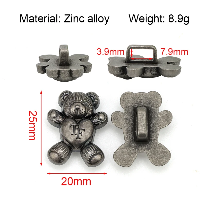 2024 Custom Alloy Shoes Brand Bear Metal Logo Tags Custom Metal Label For Shoes