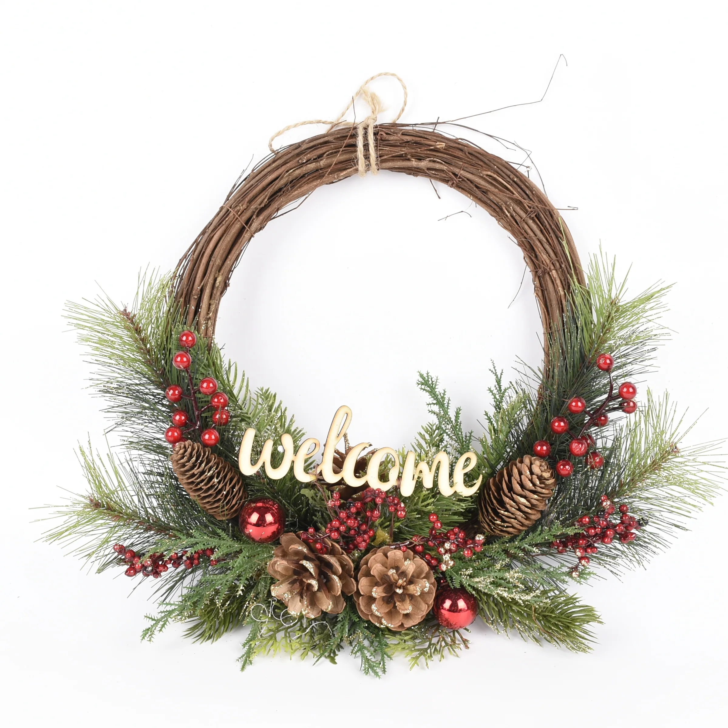 GY BSCI Hot Sale Twig Material Home Indoor Welcome Christmas Decoration Wreath