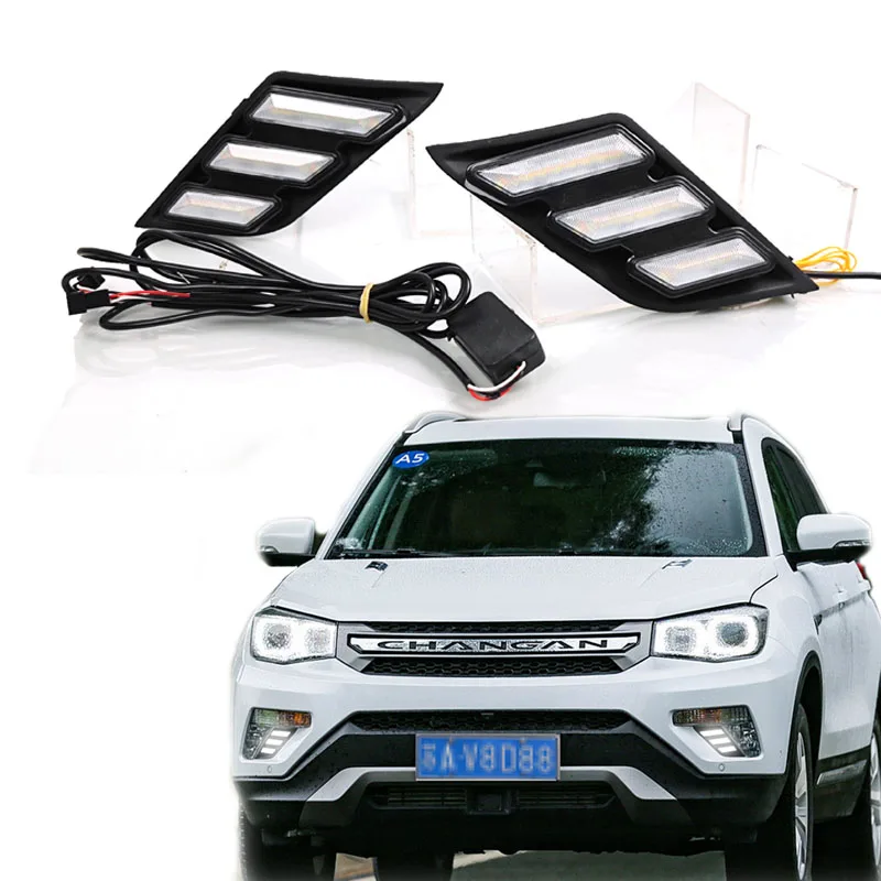 Hot Sale LED Daytime Running Lights  Fog Lights Conversion Drl Headlights  Front Bar Decorative Lights For Changan CS75 17-19