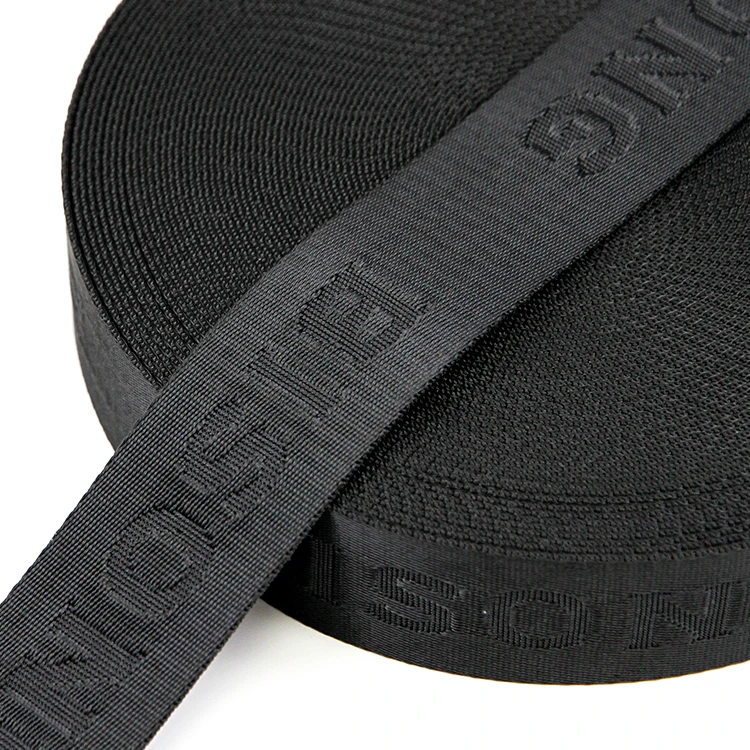 Пользовательские черные лямки с логотипом 1,5 дюймов 38 мм жаккардовый переработанный Ремешок На Заказ Лямки для рюкзаков