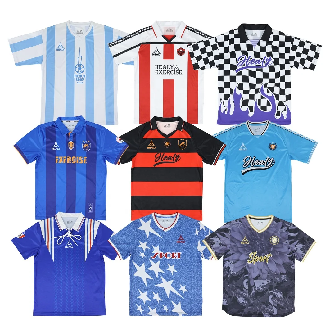 Sublimation Sports Wear Uniform Vintage Classic Retro Football Shirts Custom Retro Soccer Jersey V neck Football T-shirt Men