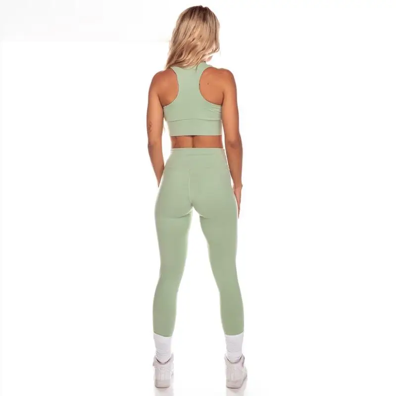 Лидер продаж, спортивный ударный бюстгальтер из двух частей, леггинсы для фитнеса для женщин