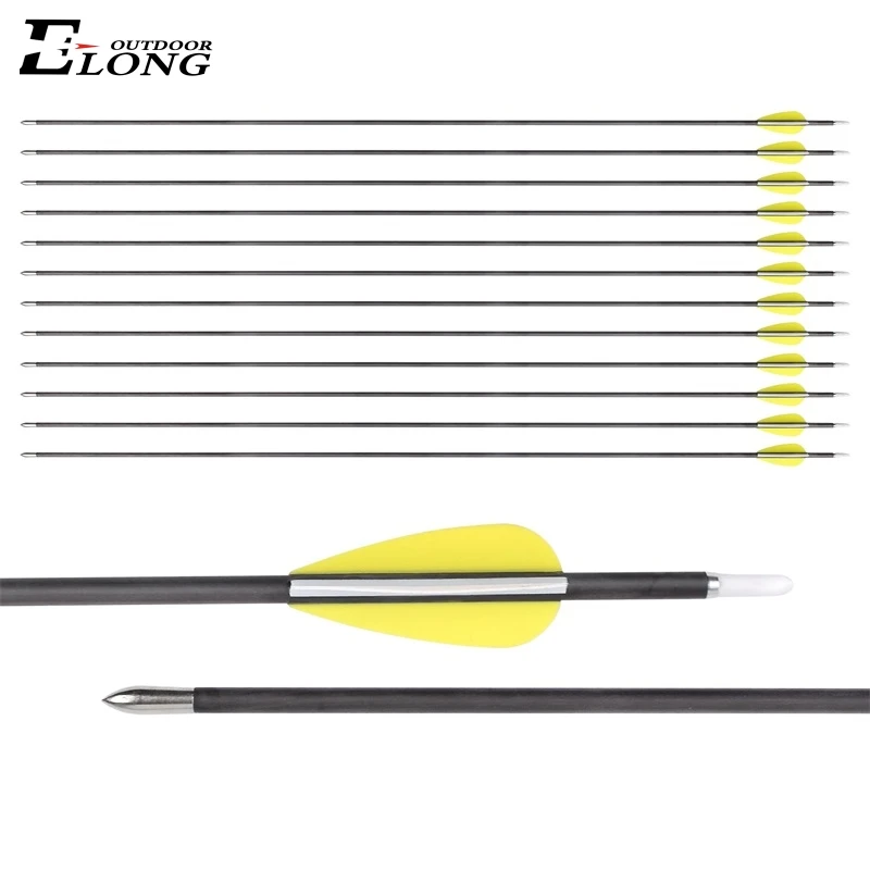 Elong Outdoor 3.2mm carbon arrows custom archery arrows pure carbon 3.2 ID arrow shaft with plastic vane