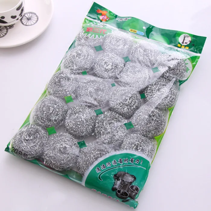 HNSC 20pcs/bag Steel Wool Scrubber Stainless Scouring Pad Heavy Duty Metal Scour Sponge for Kitchen Cleaning