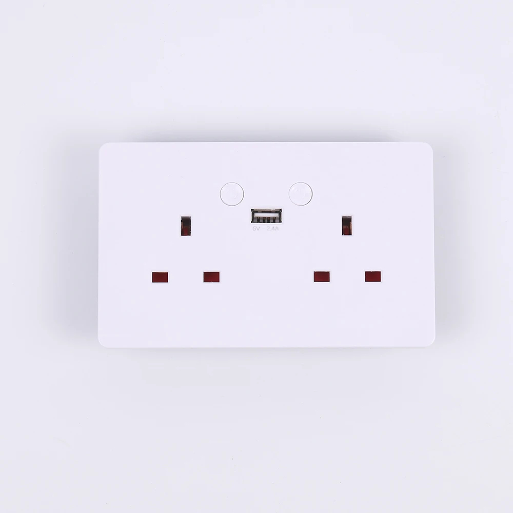 High Quality 13A Uk Electrical Outlet Smart Usb Double twin Wall Lighting Switch Socket