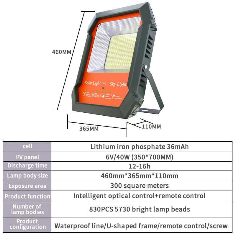 Outdoor High Power Industrial Solar LED Flood Light Waterproof Solar Garden Lights Solar Motion Sensor Wall Light