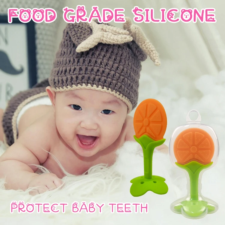 OBJ manufacturers wholesale silicone baby teether shape bite glue newborn two-color threedimensional food grade teether stick