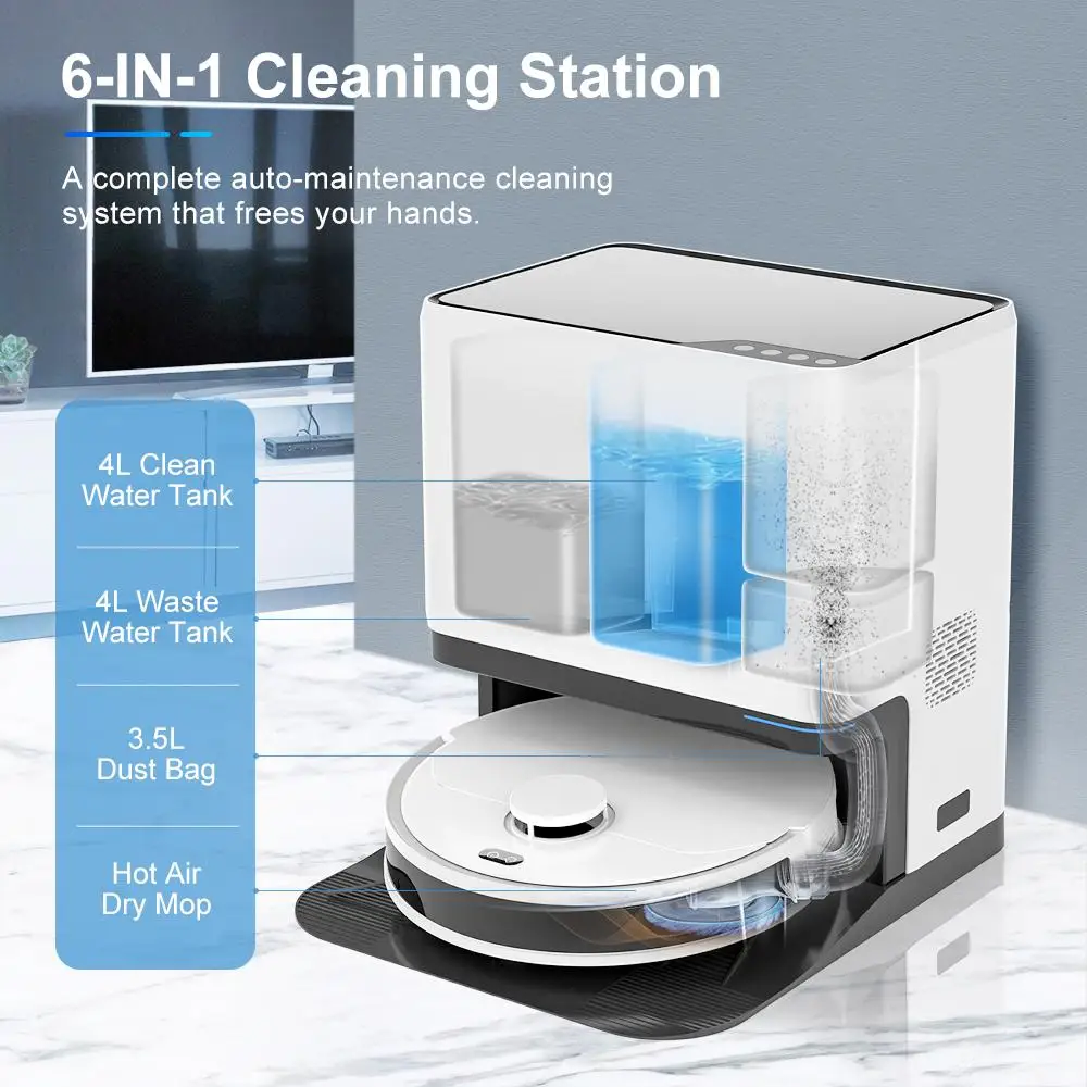 X20 Intelligent Self-Navigating Robot Vacuum Cleaner Self-Emptying Wet Dry Aspiradora Household Cleaning Battery-Powered LDS