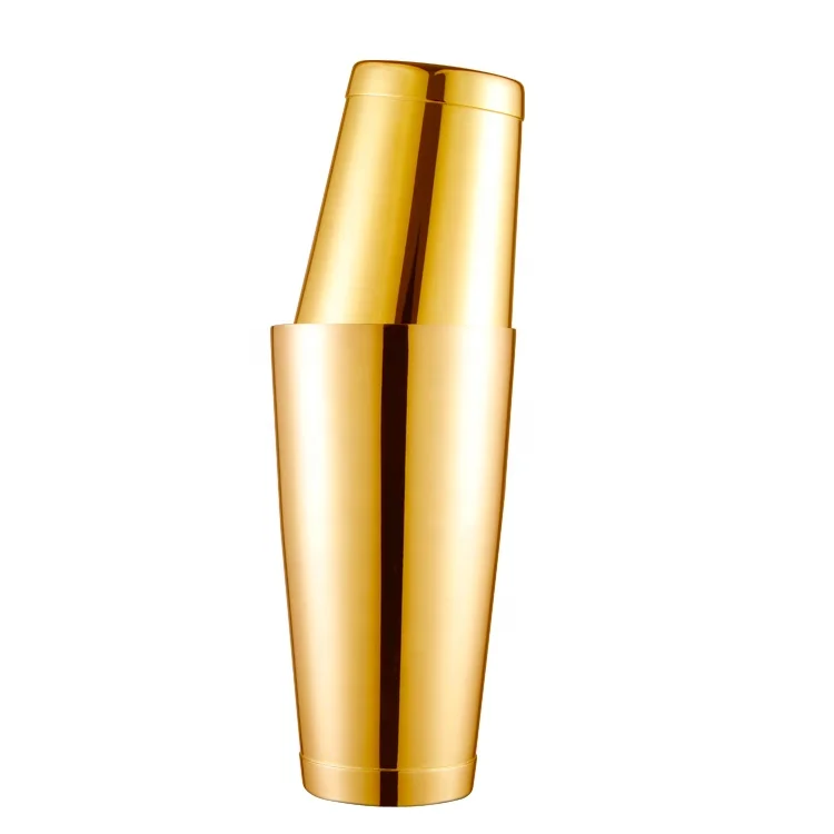 304 Stainless Steel  Gold Electroplate 540ml & 840ml Weighted Cocktail Shaker Professional Boston Shakers Set For Bartender