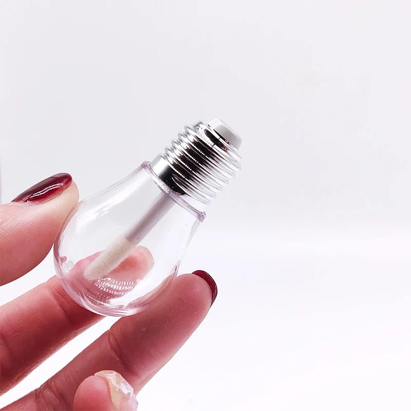 Custom private label 6ml empty cute luxury mini clear cosmetic light bulb lip gloss containers tube with wand