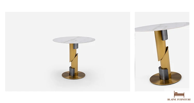 Tall Round Side End Table Coffee Table Porcelain Tile Living Room Furniture Slate Top Modern Design Coffee Table