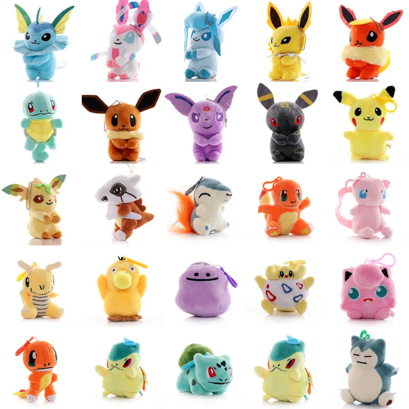 Оптовая Продажа с фабрики, высокое качество, 4-дюймовая плюшевая игрушка pokemoned pikachu, плюшевая кукла, мягкие животные, кулон, игрушка