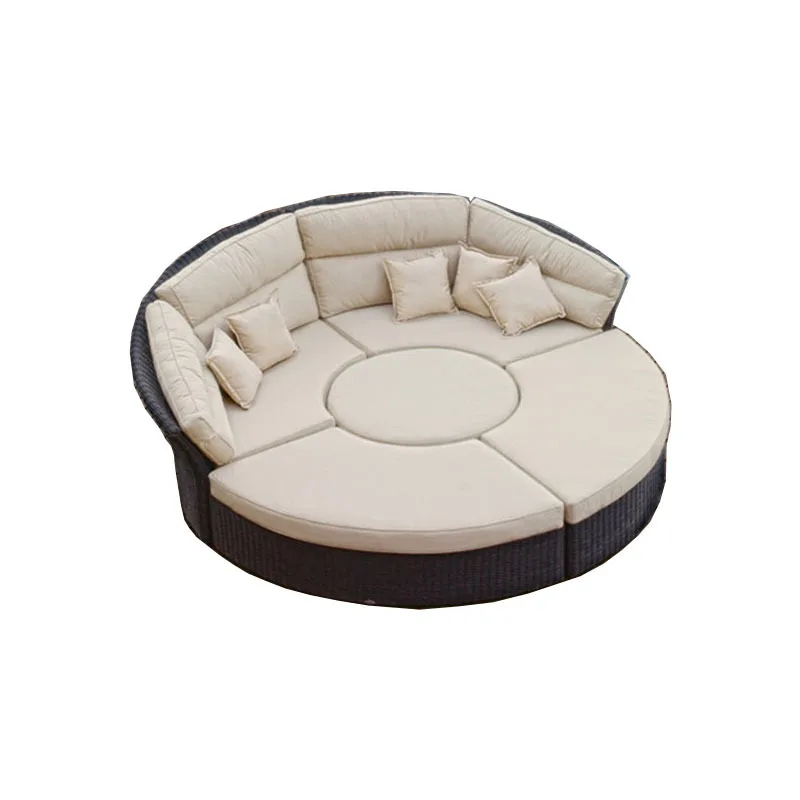 Modern Leisure Garden Patio Balcony Outdoor Furniture Sets Rattan Sectional Outdoor Round Sofa Sets for Hotel Swimming Pool