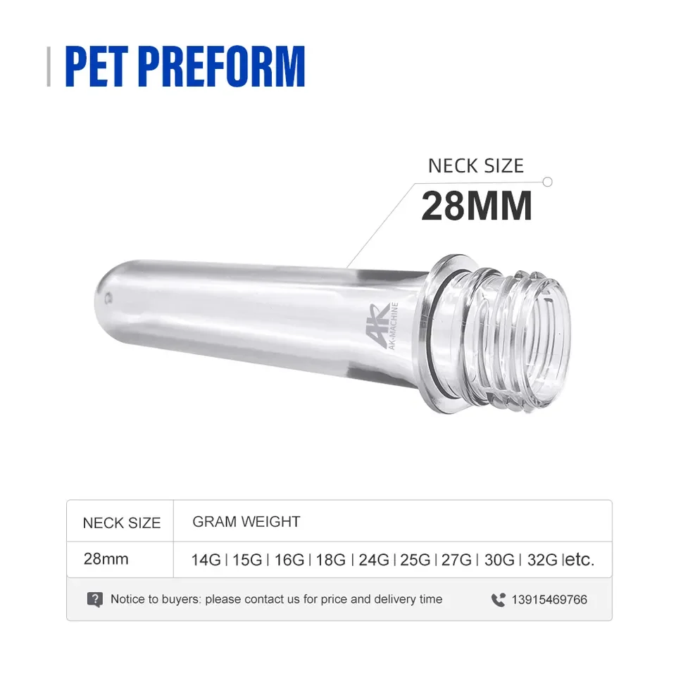 28mm 30mm 38mm 45mm 55mm pet preform pet plastic water bottle preforms tubes