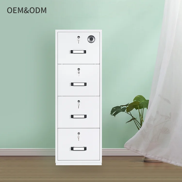 Factory Price Fireproof Cabinet Steel Storage File Cabinet Office Furniture Metal Fire Resistant 4 Drawer Filing Cabinet