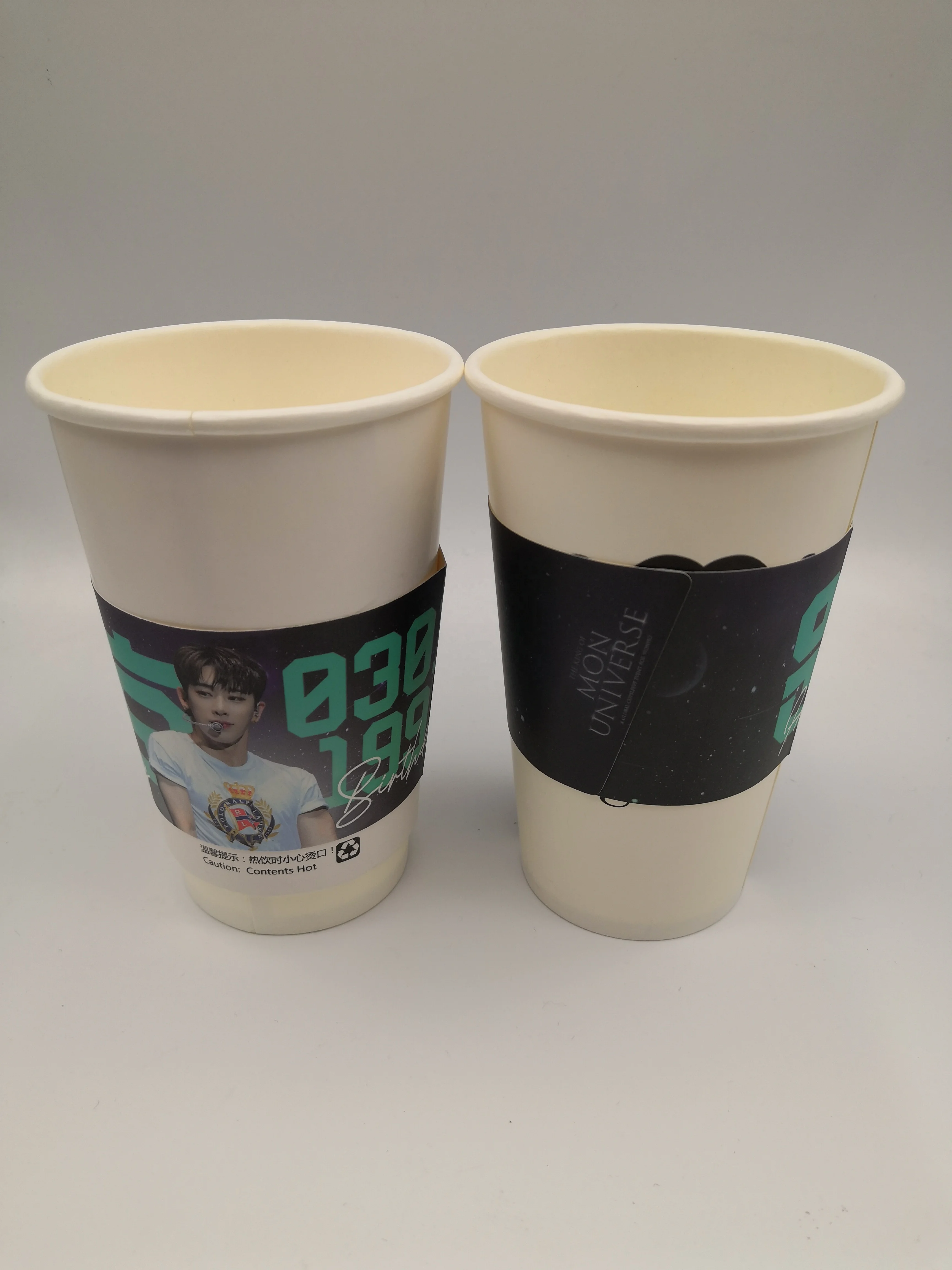 Low moq customized Korean pop star coffee juice tea paper cup sleeve