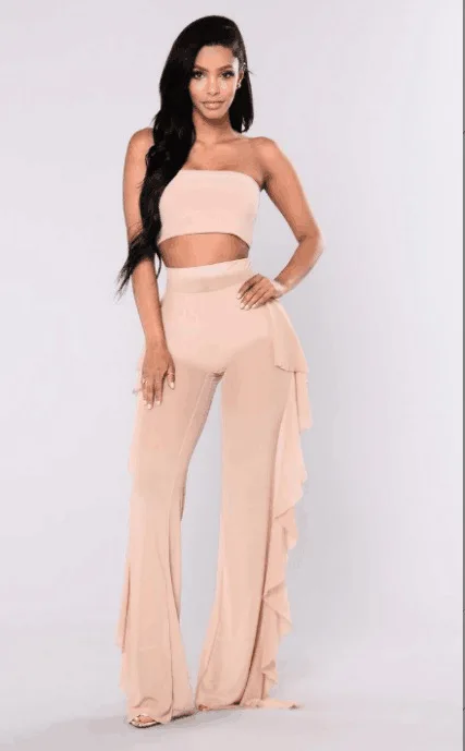 High quality sexy women mesh bell-bottom colorful swimwear beach long pants