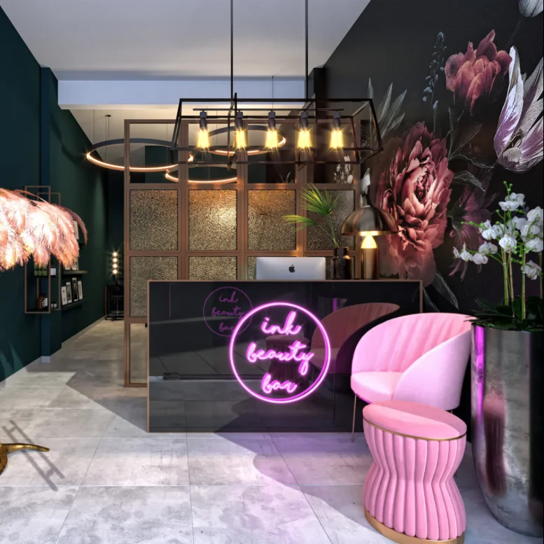 Темный цвет косметический магазин дизайн салона красоты интерьера