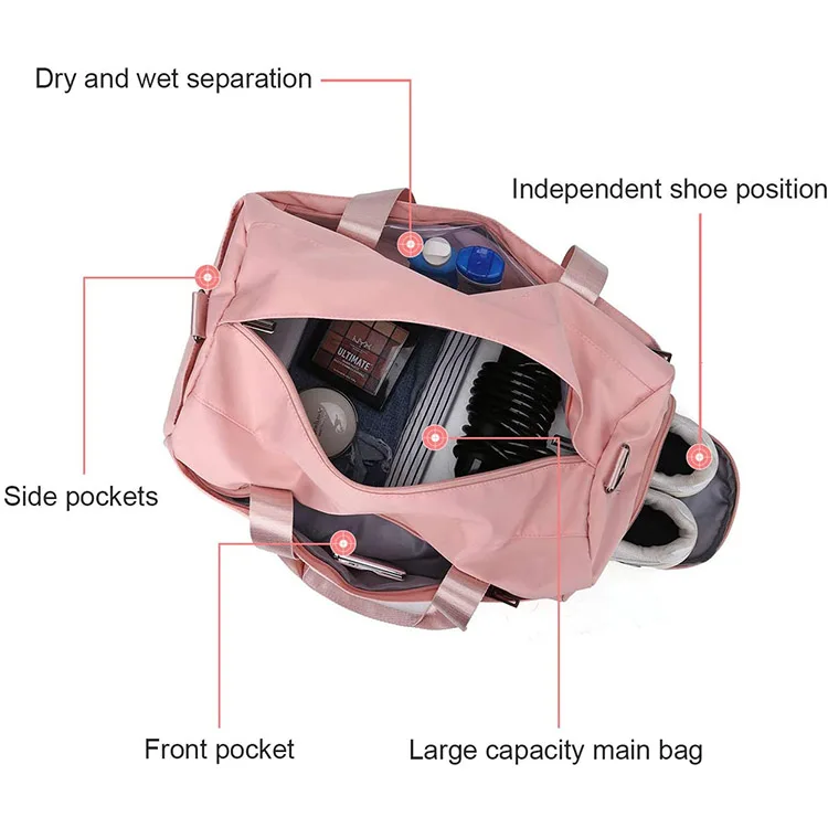 Роскошная розовая спортивная сумка для девочек с логотипом на заказ, оптовая продажа