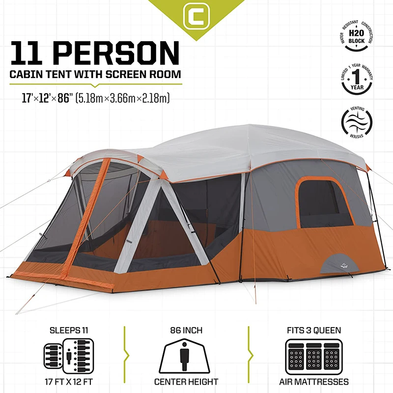 All Seasons Double Layer Big Outdoor Picnic Family Tent Instant Cabin Camping Tent