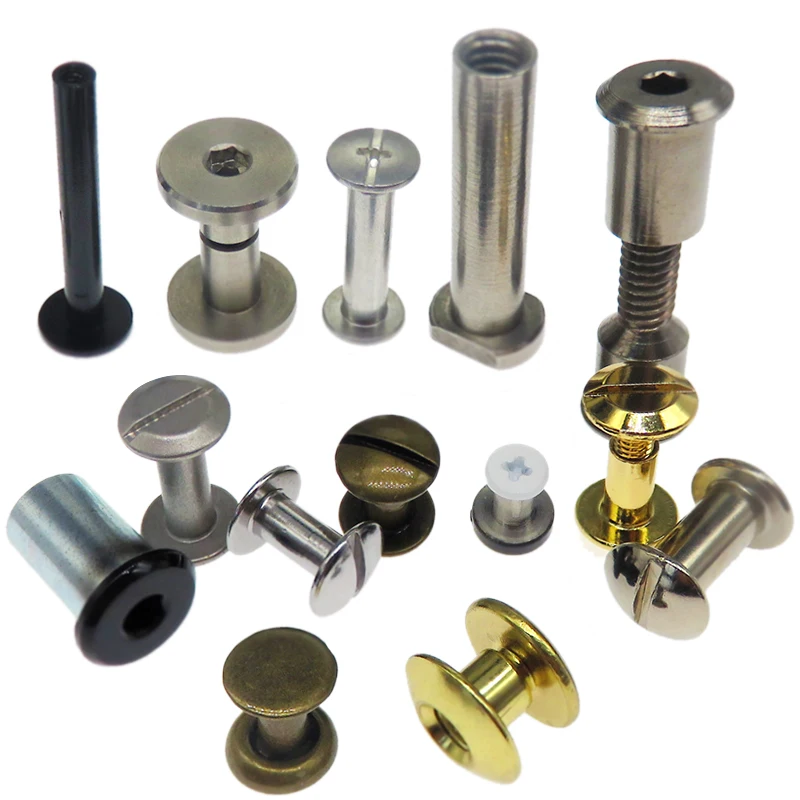 Solid Brass Flat Head Chicago screw rivets for leather craft