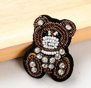 Индивидуальные модные блестящие Вышитые нашивки с медведем синелевые блестками для женской сумки