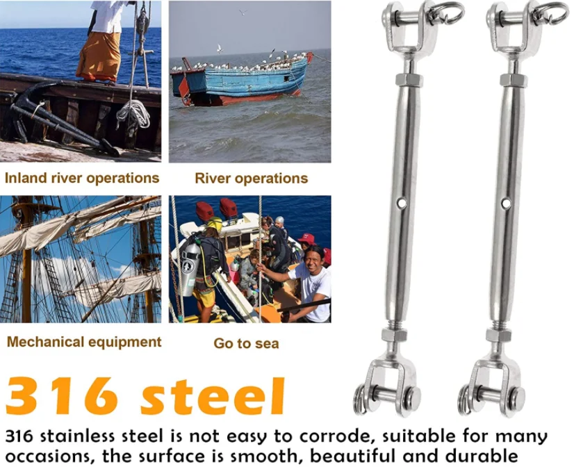 316 Stainless Steel Jaw and Jaw Turnbuckle Rigging Screw Turnbuckle Rigging