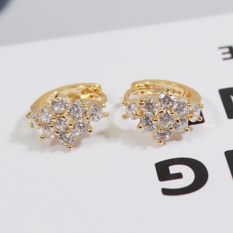 FS Vintage Charm Korea Style Latest Huggie Design For Ladies Gift 14K Gold Plated Earrings
