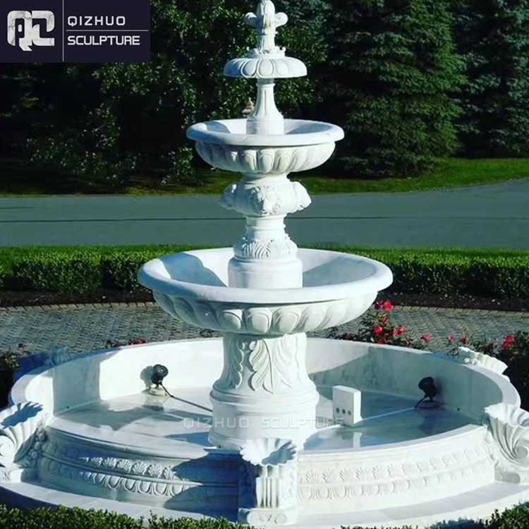 Customized Hand Carved Large Modern Outdoor Garden Natural Stone Pool 3 Tier Marble Water Fountain