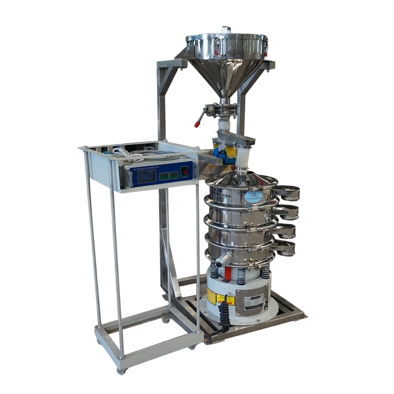 Dahan New design Battery Industry 3 Deck Circular Ultrasonic Vibrating Screen Sieve Machine with Feeding system